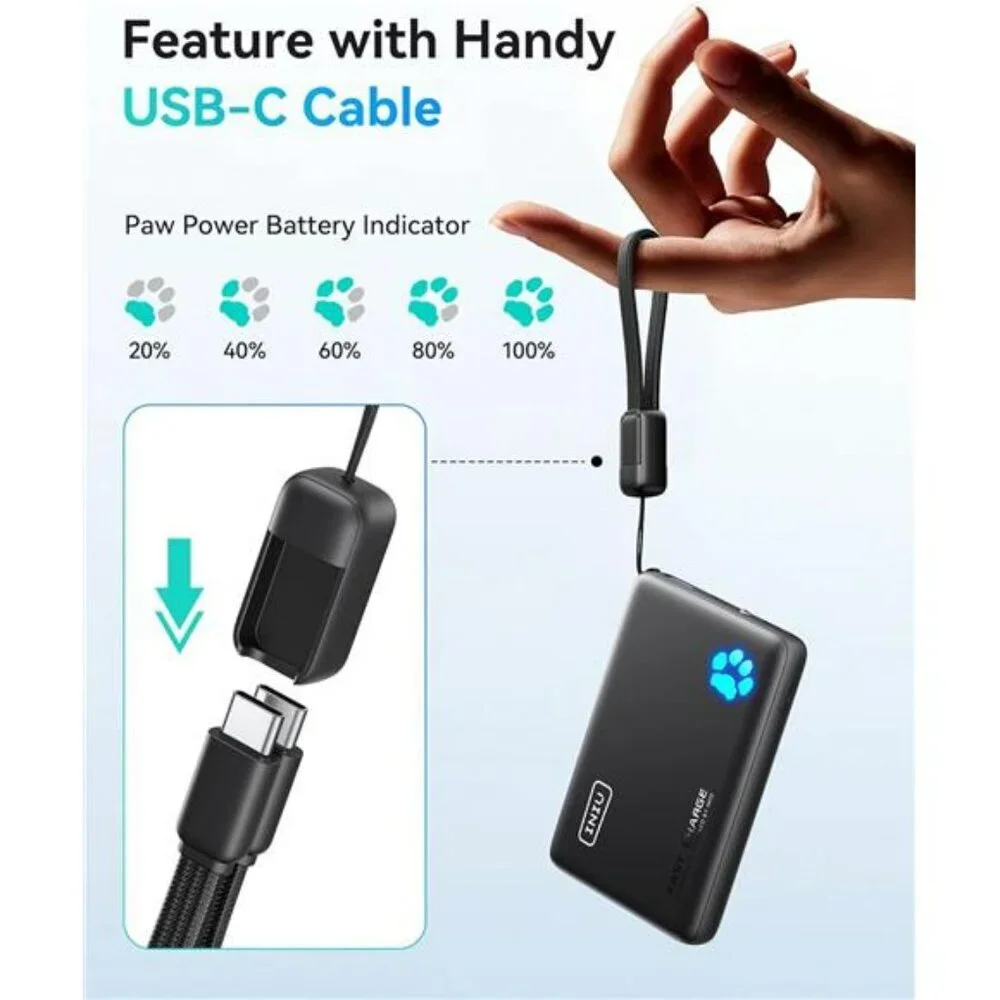 Portable Charger 10000mAh USB C Power Bank Fast Charging iPhone Samsung iPad